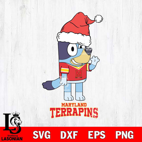 Maryland Terrapins Christmas Bluey Say Hi Cut Files,Bluey Cricut,Christmas Svg , Bluey svg , Digital Download, dxf eps png pdf file