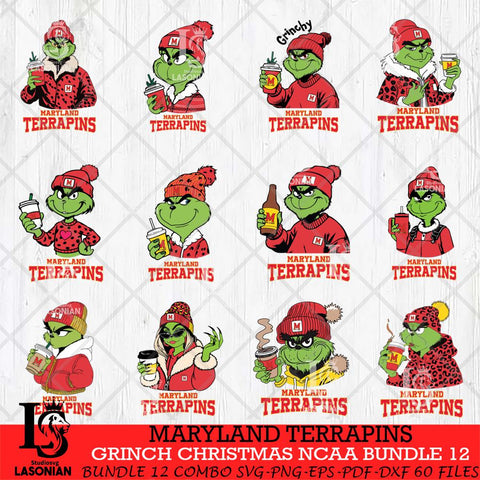 Maryland Terrapins Grinch Christmas NCAA Bundle 12 Svg Eps Dxf Png File,Cricut files, Digital Download, Instant Download