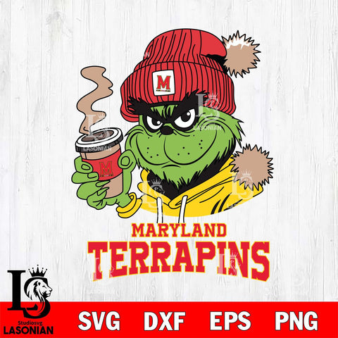 Maryland Terrapins Grinch Cofffe Hoodie Cut Files Cricut, Svg Dxf Eps Png file, Digital download , Silhouette