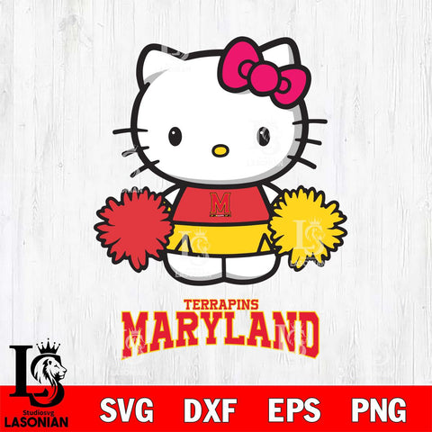 Maryland Terrapins Hello Kitty Cheerleader 2 Svg Eps Dxf Png File, Digital Download, Instant Download