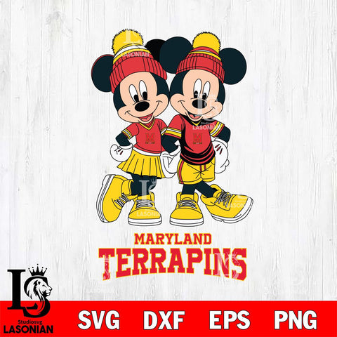 Maryland Terrapins Mickey And Minnie Mouse Football Svg Eps Dxf Png File, NCAA svg , File Cut , Digital Download , Instant Download, Cut Svg Files