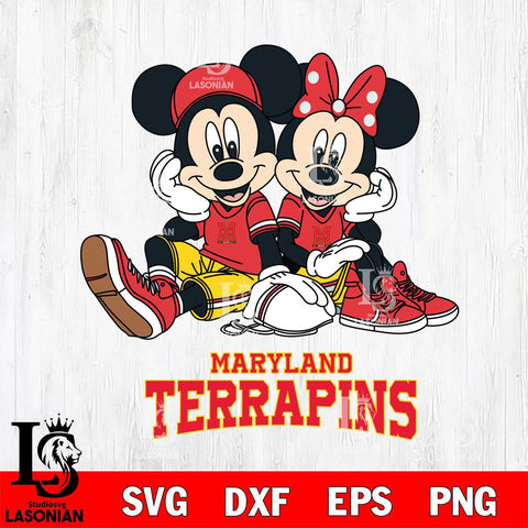 Maryland Terrapins Mickey Minnie Mouse Football Sit Svg Eps Dxf Png File, NCAA svg , File Cut , Digital Download , Instant Download, Cut Svg Files