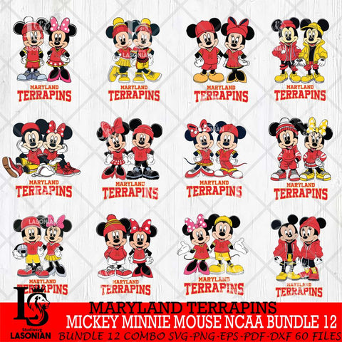 Maryland Terrapins Mickey Minnie Mouse NCAA Bundle 12 Svg Eps Dxf Png File, Bundle NCAA svg , File Cut , Digital Download , Instant Download, Cut Svg Files