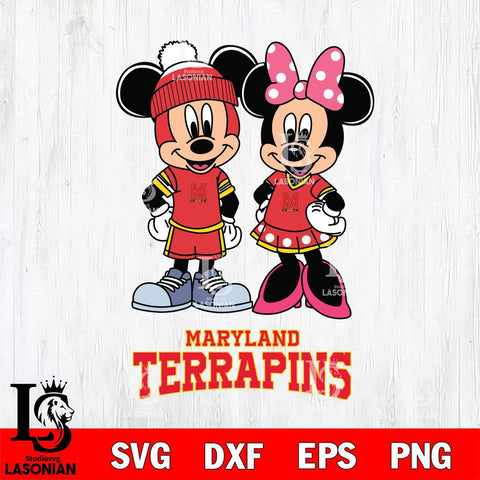 Maryland Terrapins Mickey Minnie Mouse Pink Svg Eps Dxf Png File, NCAA svg , File Cut , Digital Download , Instant Download, Cut Svg Files