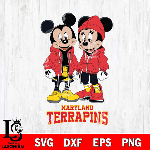 Maryland Terrapins Mickey Minnie Mouse Rugby Svg Eps Dxf Png File, NCAA svg , File Cut , Digital Download , Instant Download, Cut Svg Files