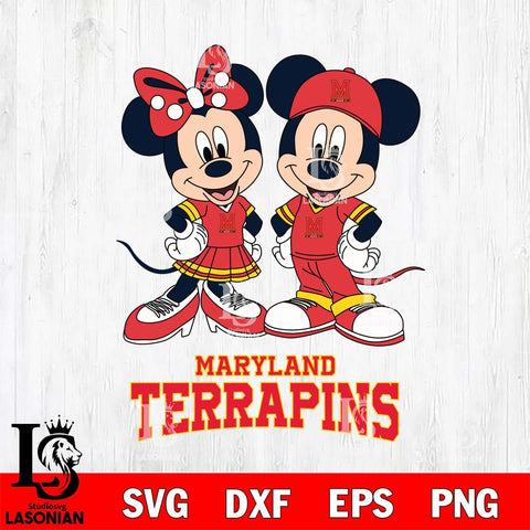 Maryland Terrapins Mickey Minnie Mouse rugby ball Svg Eps Dxf Png File, NCAA svg , File Cut , Digital Download , Instant Download, Cut Svg Files