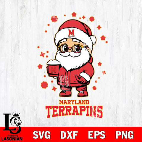 Maryland Terrapins Santa Claus Coffe Svg dxf eps png pdf file,NCAA svg,Digital Download,Cricut file