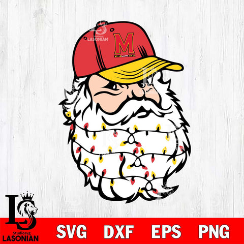 Maryland Terrapins Santa Claus Face Svg dxf eps png pdf file,NCAA svg,Digital Download,Cricut file