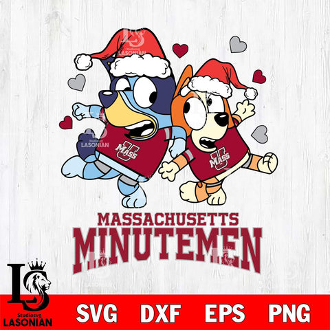 Massachusetts Minutemen Bluey Christmas NFL Svg Eps Dxf Png File, Digital Download