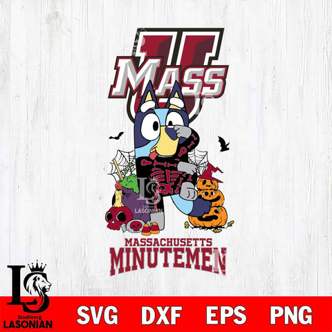 Massachusetts Minutemen Bluey Halloween NCAA 2 Svg Eps Dxf Png File, Digital Download, Instant Download