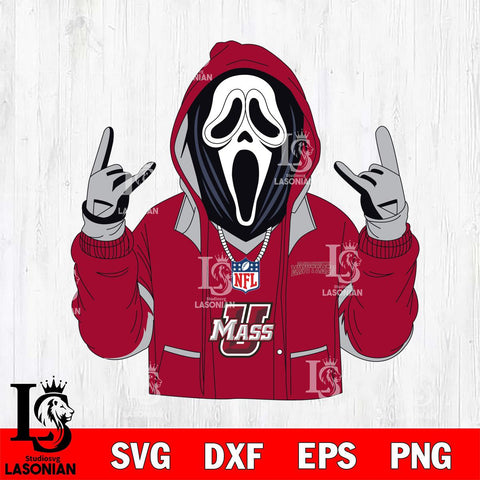 Massachusetts Minutemen Ghostface Scream Football Halloween Svg Eps Dxf Png File, NCAA svg, Digital Download, Instant Download