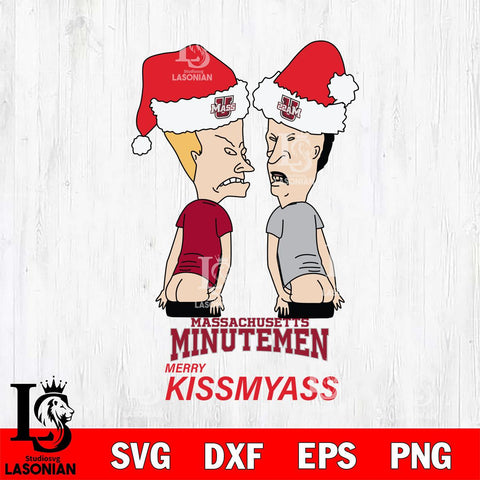 Massachusetts Minutemen Merry KissMyass Svg Eps Dxf Png File,NCAA Svg Files,Digital Download,Sublimation,Instant Download