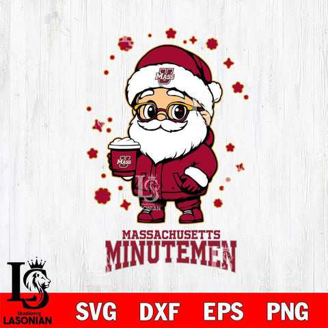 Massachusetts Minutemen Santa Claus Coffe Svg dxf eps png pdf file,NCAA svg,Digital Download,Cricut file