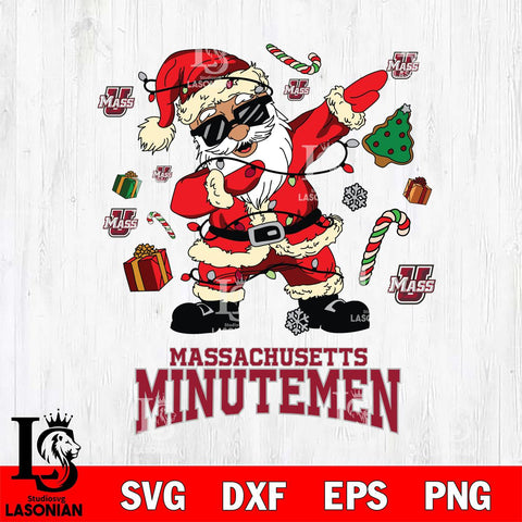 Massachusetts Minutemen Santa Claus Football Svg dxf eps png pdf file,NCAA svg,Digital Download,Cricut file