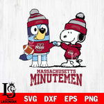 Massachusetts Minutemen Snoopy & Bluey Football Svg Eps Dxf Png File,NCAA Svg Files,Chill Guy svg ,Digital Download ,Instant Download, Cricut File