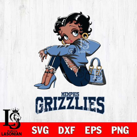 Memphis Grizzlies Betty Boop Black Fan Girl Svg Eps Dxf Png File, Digital Download, Instant Download