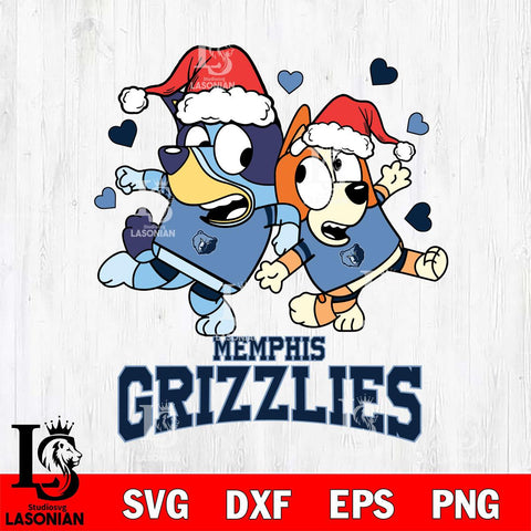 Memphis Grizzlies Bluey Christmas NFL Svg Eps Dxf Png File, Digital Download