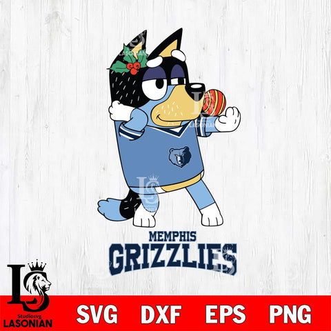 Memphis Grizzlies Christmas Bluey Bandit Heeler Svg , Christmas Svg , Bluey svg , Digital Download, dxf eps png pdf file