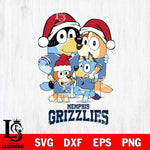 Memphis Grizzlies Christmas Bluey Family Sport Svg , Christmas Svg , Bluey svg , Digital Download, dxf eps png pdf file