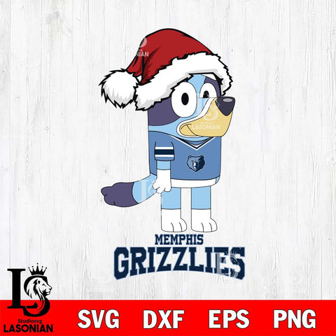 Memphis Grizzlies Christmas Bluey Hat Svg , Christmas Svg , Bluey svg , Digital Download, dxf eps png pdf file