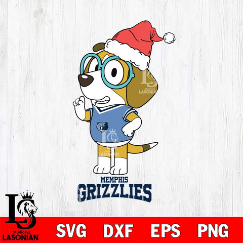 Memphis Grizzlies Christmas Bluey Honey Sport Svg , Christmas Svg , Bluey svg , Digital Download, dxf eps png pdf file