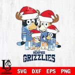 Memphis Grizzlies Christmas Bluey Santa Family Svg , Christmas Svg , Bluey svg , Digital Download, dxf eps png pdf file