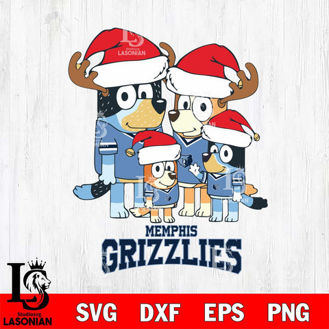 Memphis Grizzlies Christmas Bluey Santa Family Svg , Christmas Svg , Bluey svg , Digital Download, dxf eps png pdf file