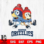 Memphis Grizzlies Christmas Bluey & Bingo Sit Svg , Christmas Svg , Bluey svg , Digital Download, dxf eps png pdf file