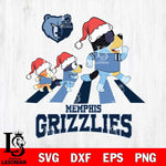 Memphis Grizzlies Christmas Family Bluey Walking Svg , Christmas Svg , Bluey svg , Digital Download, dxf eps png pdf file