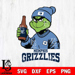 Memphis Grizzlies Grinch Drinking Beer Christmas Cut Files Cricut, Svg Dxf Eps Png file , Silhouette