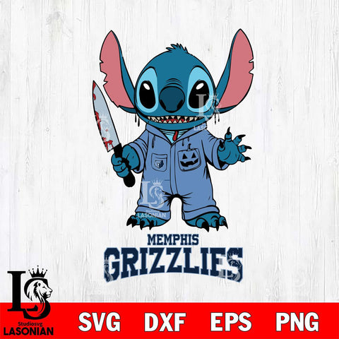 Memphis Grizzlies Stitch Horror 2 Svg Eps Dxf Png File, NBA svg, Digital Download, Instant Download