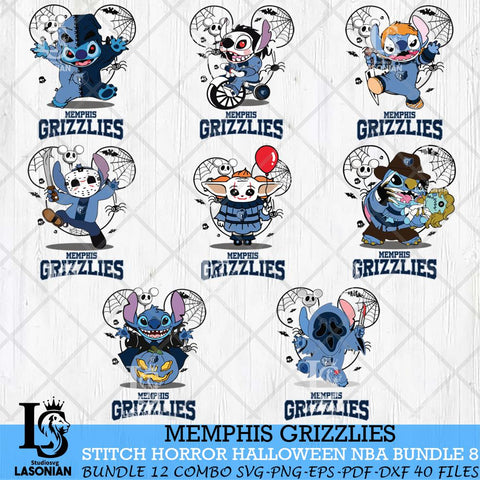 Memphis Grizzlies Stitch Horror Halloween NBA Bundle Svg Eps Dxf Png File, Digital Download, Instant Download