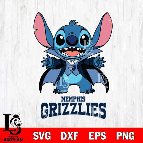 Memphis Grizzlies Stitch Vampire halloween Svg Eps Dxf Png File, NBA svg, Digital Download, Instant Download