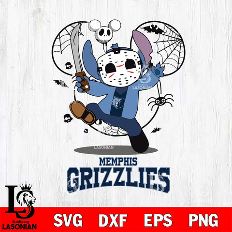 Memphis Grizzlies Stitch jason voorhees Halloween Svg Eps Dxf Png File, Digital Download, Instant Download