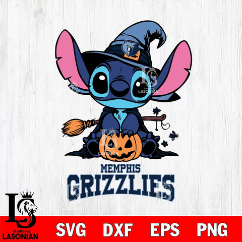 Memphis Grizzlies Stitch witch Svg Eps Dxf Png File, NBA svg, Digital Download, Instant Download