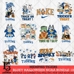 Memphis Tigers Bluey Halloween NCAA 12 SVG Eps Dxf Png File, Bundle NCAA svg, Digital Download, Instant Download