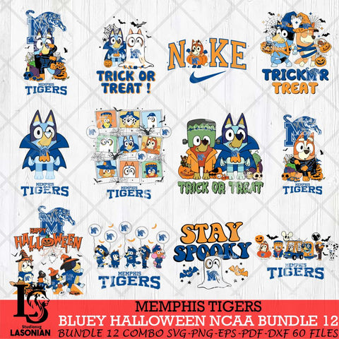 Memphis Tigers Bluey Halloween NCAA 12 SVG Eps Dxf Png File, Bundle NCAA svg, Digital Download, Instant Download