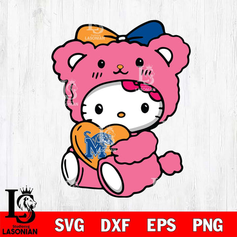 Memphis Tigers Cute Hello Kitty 3 Svg Eps Dxf Png File, Digital Download, Instant Download