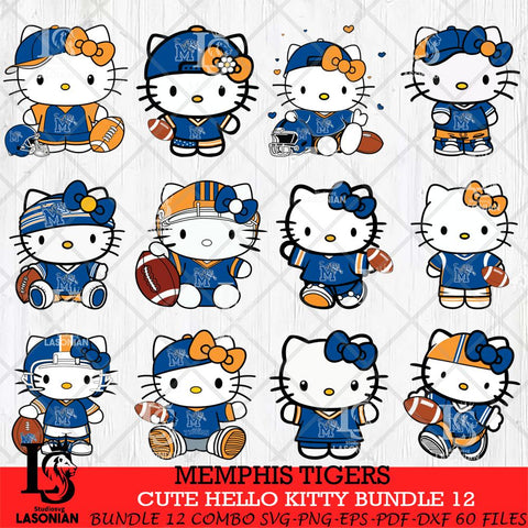 Memphis Tigers Cute Hello Kitty Bundle 12 SVG Eps Dxf Png File, NCAA Bundle svg, Digital Download, Instant Download