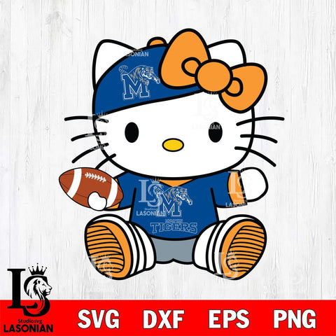 Memphis Tigers Cute Hello Kitty Football 11 Svg Eps Dxf Png File, NCAA svg, Digital Download, Instant Download