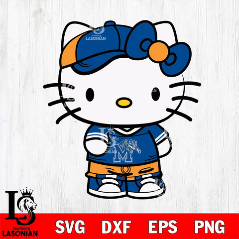 Memphis Tigers Cute Hello Kitty Football 2 Svg Eps Dxf Png File, NCAA svg, Digital Download, Instant Download