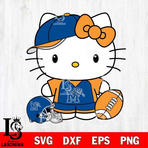 Memphis Tigers Cute Hello Kitty Football 4 Svg Eps Dxf Png File, NCAA svg, Digital Download, Instant Download