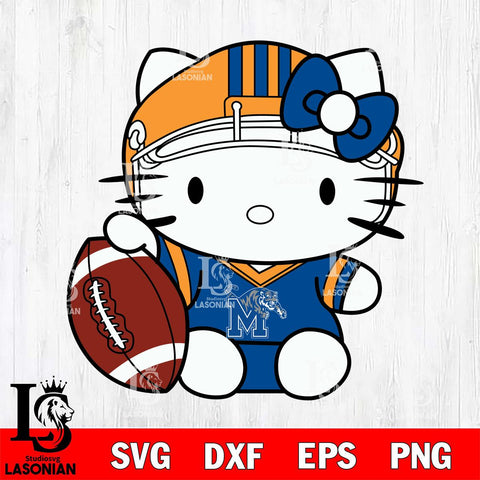 Memphis Tigers Cute Hello Kitty Football 5 Svg Eps Dxf Png File, NCAA svg, Digital Download, Instant Download