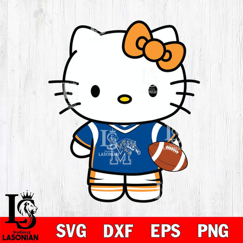 Memphis Tigers Cute Hello Kitty Football 8 Svg Eps Dxf Png File, NCAA svg, Digital Download, Instant Download