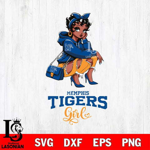 Memphis Tigers Fashion Black Fan Girl Betty Boop, Svg Eps Dxf Png File, Digital Download