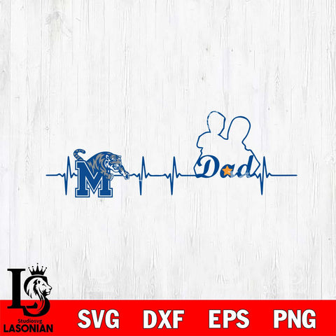 Memphis Tigers Father Heart Beat Svg Eps Dxf Png File, Digital Download, Instant Download