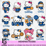 Memphis Tigers Hello Kitty Bundle 12 SVG Svg Eps Dxf Png File, Digital Download, Instant Download