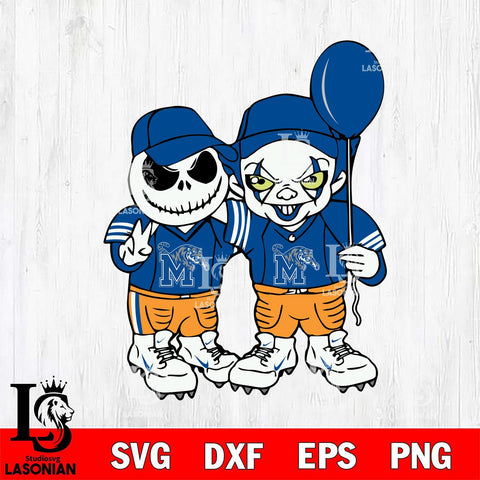 Memphis Tigers Jack Skellington And Pennywise Football Svg Eps Dxf Png File, NCAA svg, Digital Download, Instant Download