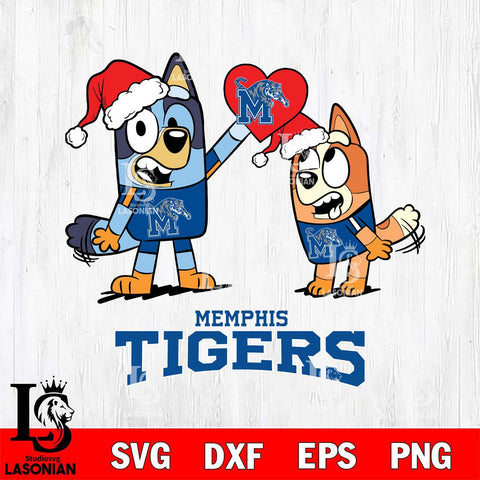 Memphis Tigers Love Bluey Christmas Svg Eps Dxf Png File, Digital Download