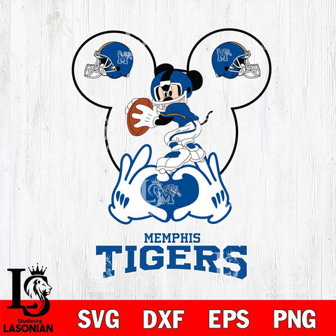 Memphis Tigers Mickey Heart Rugby Svg Eps Dxf Png File, Digital Download ,Instant Download, Cricut File